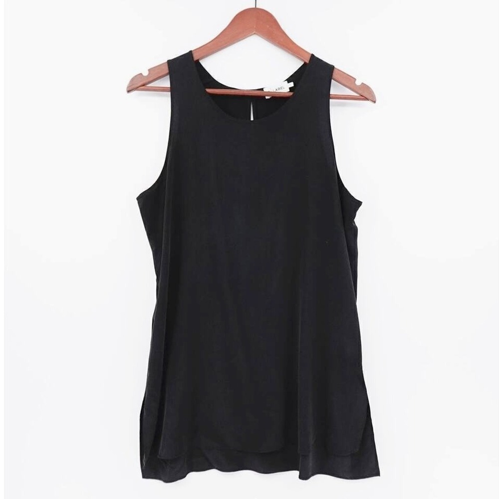 The Reset R-LABEL Silk Tank Top‎ Small Black Lagenlook Minimalist Sleeveless